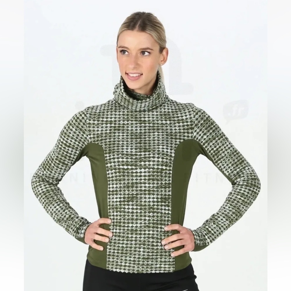 Nike Pro Women’s Hyperwarm Army Green Turtleneck Training Top XS Long Sleeve - Picture 1 of 6